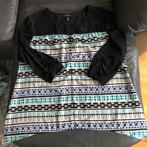 Style & Co 3/4 Sleeve Aztec Print Shirt